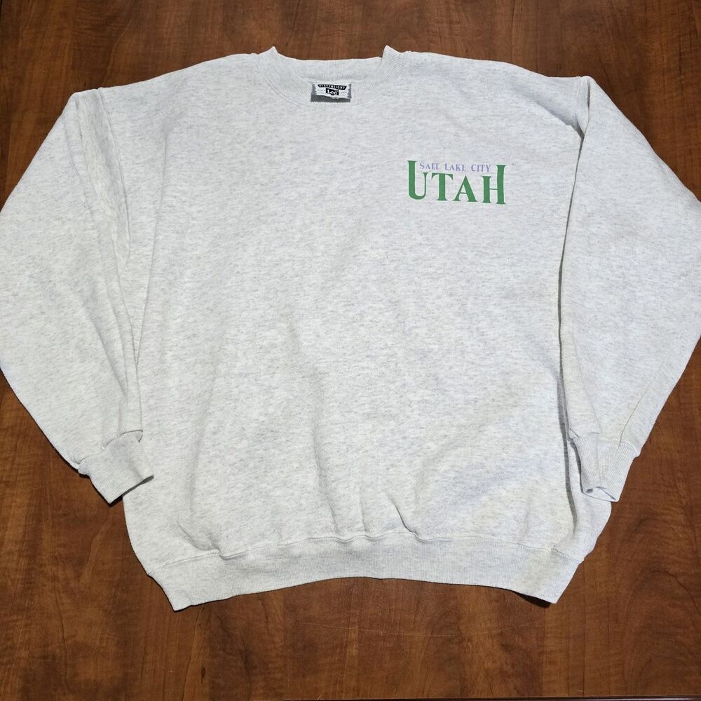 Lee Vintage 90s Salt Lake City 50/50 Blend Ribbed Collar Crew Neck Sweatshirt XL
